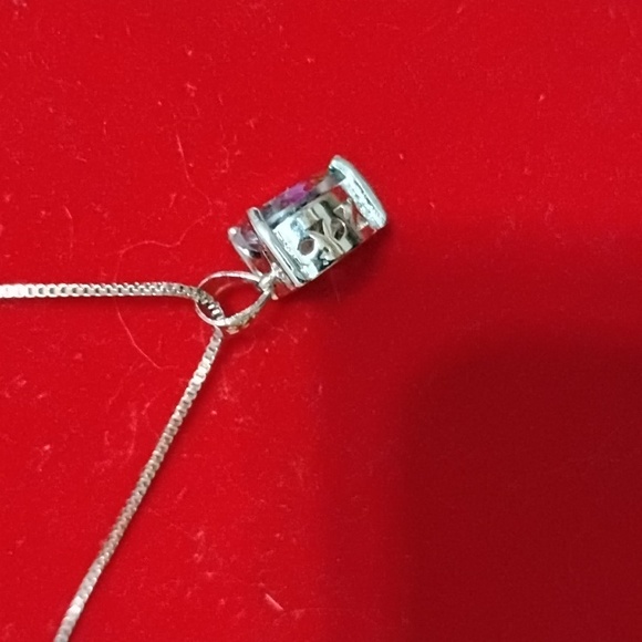 Mystic Topaz Heart-Shaped Sterling Silver Pendant with Chain. NEW - Picture 7 of 12